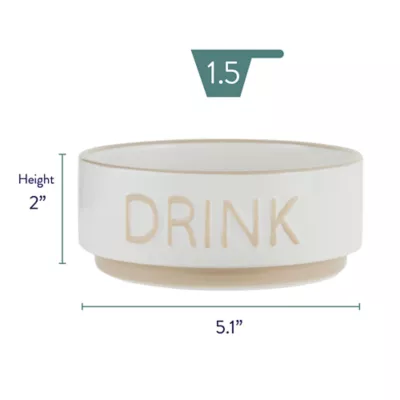 Product Top Paw® "Drink" White Embossed Ceramic Dog Bowl