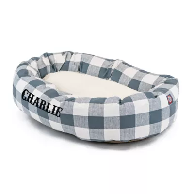 Product Majestic Pet Personalized Checkered Sherpa Bagel Cat & Dog Bed