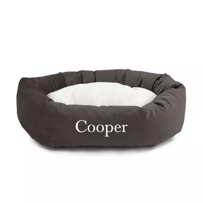 Product Majestic Pet Personalized Velvet Sherpa Bagel Cat & Dog Bed