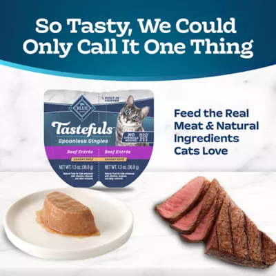 Product Blue Buffalo Tastefuls Spoonless Singles Adult Wet Cat Food - Natural, Beef, Pate