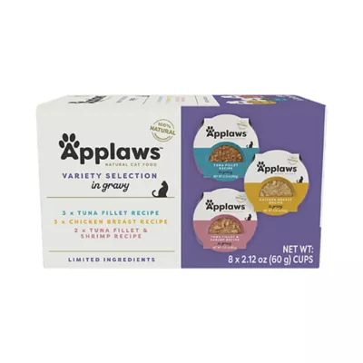 Product Applaws Flakes in Gravy Wet Cat Food in Cups - Variety Pack, 8 ct, Natural, Limited Ingredient