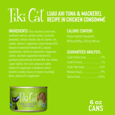 Product Tiki Cat Luau All Life Stages Cat Flaked Food - Grain Free, Ahi Tuna & Mackeral in Tuna Consomme