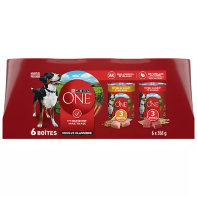 Product Purina ONE Classic Wet Dog Food - Ground Assorted Variety Pack, 368 g x 6