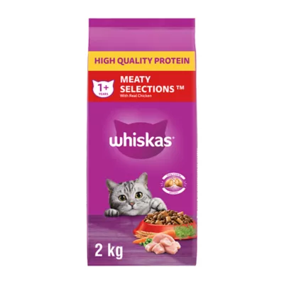 Product Whiskas Adult Dry Cat Food Meaty Selections With Real Chicken