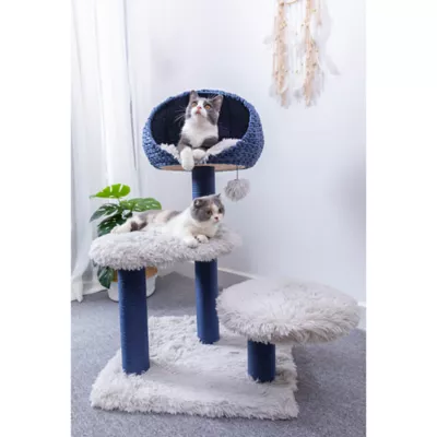 Product PetPals 40-in Galaxy Blue Cat Tree, White & Blue