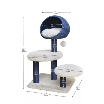 Product PetPals 40-in Galaxy Blue Cat Tree, White & Blue