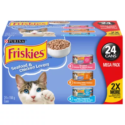 Product Friskies Wet Cat Food - Seafood & Chicken Lovers Variety Pack, 156 g x 24
