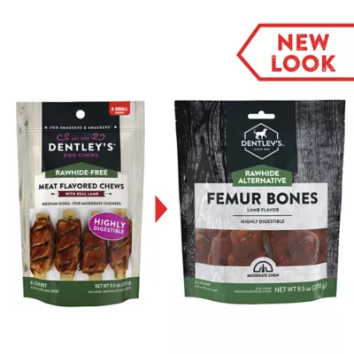 Product Dentley's Rawhide Alternative Femur Bones Lamb Flavor 6 Count 9.5 OZ