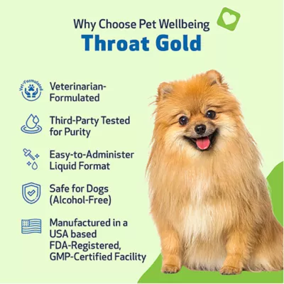 Product Pet Wellbeing Throat GOLD Liquid Respiratory Dog & Cat Supplement