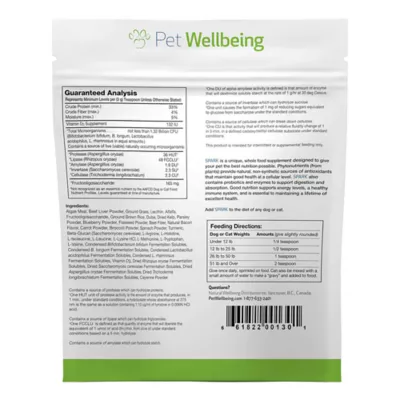 Product Pet Wellbeing SPARK Daily Nutritional Powder Multivitamin Dog & Cat Supplement