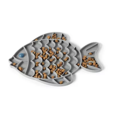 Product Whisker City® Grey Fish Slow-Feeder Cat Mat