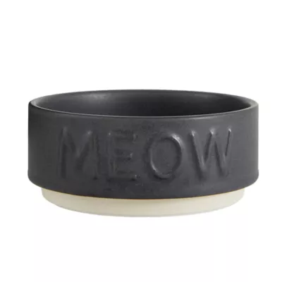Product Whisker City® Ceramic Black Meow Cat Bowl, 1.5-cup