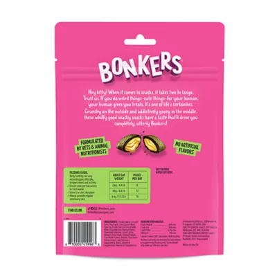 Product Bonkers Crunchy Cat Treats - Catnip, Chick 'N' Cheddar