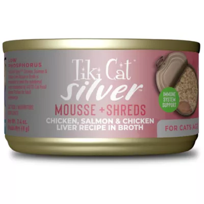 Product Tiki Cat Silver Mousse & Shreds Senior Cat Wet Food - Natural, 2.4oz