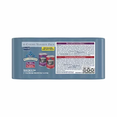 Product Blue Buffalo Wilderness Variety Pack Adult Wet Dog Food - Grain Free, 12.5 oz, 6 Count