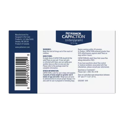 Product PetArmor® CapAction Oral Flea Treatment for Dogs 25+ lbs, 6 doses