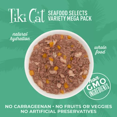 Product Tiki Cat Seafood Selects Cat Food Non-GMO, Natural, Variety Pack 36ct