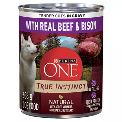 Product Purina ONE True Instinct Wet Dog Food, Tender Cuts in Gravy with Beef & Bison, 368 g
