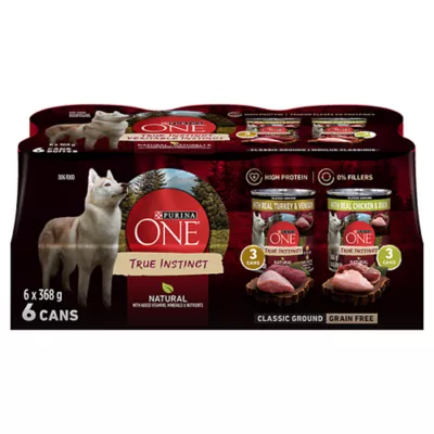 Product Purina ONE True Instinct Classic Ground Wet Dog Food - Turkey & Venison Variety Pack, 368 g x 6