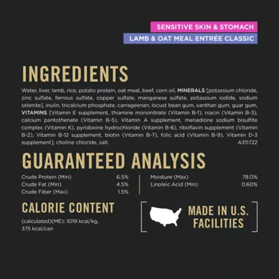 Product Purina® Pro Plan Sensitive Skin & Stomach Adult Wet Dog Food - Classic Pate, Lamb & Oat Meal, 13 oz
