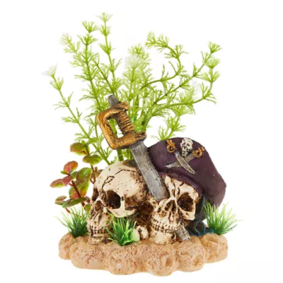Product Top Fin® Treasure Skull with Plant Combo Aquarium Ornament
