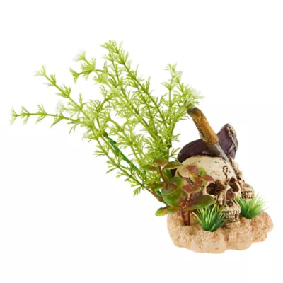 Product Top Fin® Treasure Skull with Plant Combo Aquarium Ornament