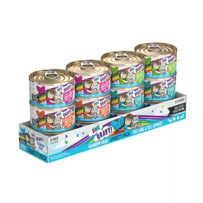 Product B.F.F. OMG Gravy! For Land & Sea Lovers Rainbow Road Wet Cat Food - Variety Pack, 12ct