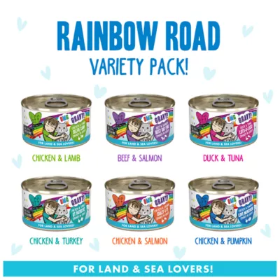Product B.F.F. OMG Gravy! For Land & Sea Lovers Rainbow Road Wet Cat Food - Variety Pack, 12ct