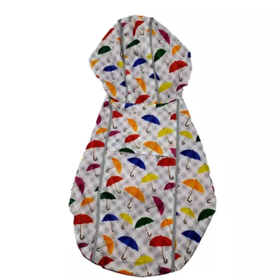 Product Hip Doggie Hooded Red & Umbrella Print Reversible Dog Raincoat