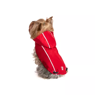 Product Hip Doggie Hooded Red & Umbrella Print Reversible Dog Raincoat