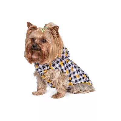 Product Hip Doggie Hooded Yellow & Duck Prink Reversible Dog Raincoat