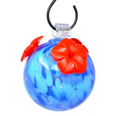 Product Gift Essentials Shades of Blue Glass Hummingbird Feeder