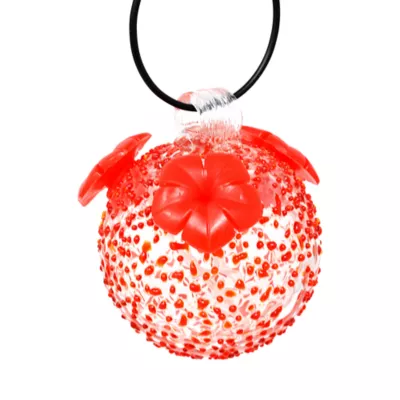 Product Gift Essentials Red Textured Glass Hummingbird Feeder