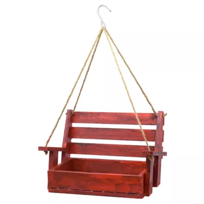 Product Backyard Essentials Red Hanging Porch Swing Bird Feeder