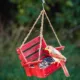 Product Backyard Essentials Red Hanging Porch Swing Bird Feeder