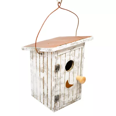 Product Backyard Essentials White Birdie-Loo Birdhouse