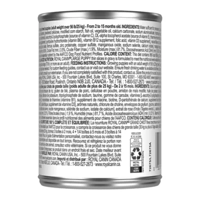 Product Royal Canin Size Health Nutrition Large Puppy Thin Slices in Gravy Wet Dog Food, 13 oz.