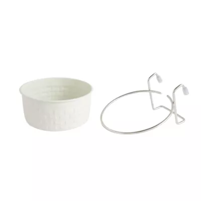 Product Top Paw® Stainless Steel Crate Crock Bone White Feeding Bowl