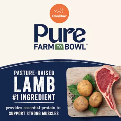 Product Canidae Pure Farm To Bowl Dog Food - Pasture-Raised Lamb and Goat & Venison Meals Recipe, 22 lbs