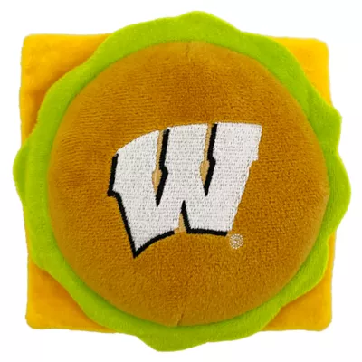 Product Pets First Wisconsin Plush Hamburger Dog Toy
