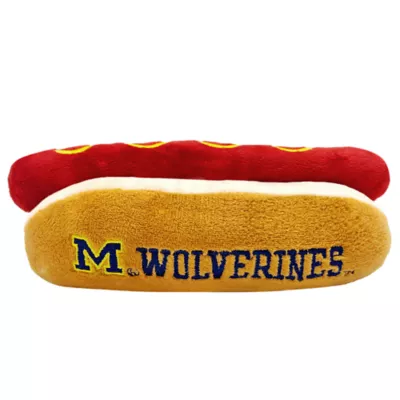 Product Pets First Michigan Wolverines Plush Hot Dog Dog Toy
