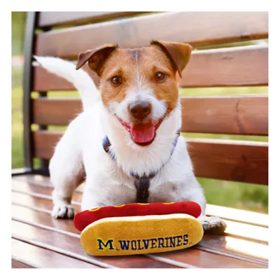 Product Pets First Michigan Wolverines Plush Hot Dog Dog Toy