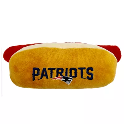 Product Pets First New England Patriots Plush Hot Dog Dog Toy