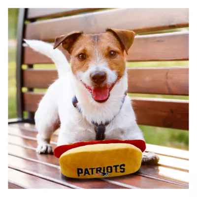 Product Pets First New England Patriots Plush Hot Dog Dog Toy