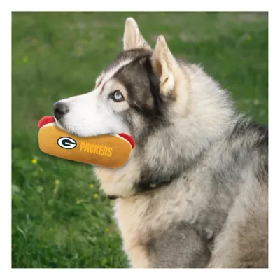 Product Pets First Green Bay Packers Plush Hot Dog Dog Toy