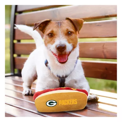 Product Pets First Green Bay Packers Plush Hot Dog Dog Toy