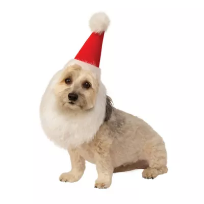 Product Rubie's Pet Shop Holiday Santa Hat With Attached Beard Pet Accessory