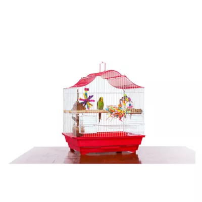 Product Prevue Pet Products Soho Crown Roof Cockatiel Cage Red & White