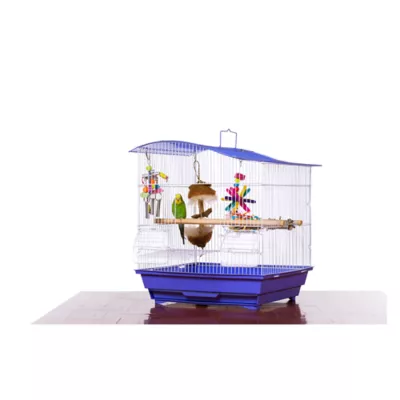 Product Prevue Pet Products Soho Wave Top Roof Cockatiel Cage Blue & White