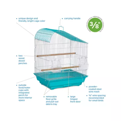 Product Prevue Pet Products Palm Beach Teardrop Roof Budgie Cage Aqua & White